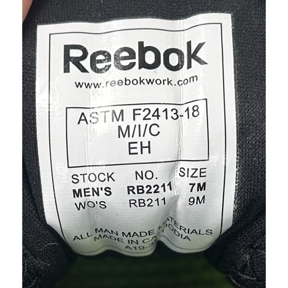 REEBOK ASTRORIDE UNISEX WORK ATHLETIC STEEL TOE BLACK SHOE RB2211 MENS 7 WOMEN 9 - Picture 8 of 15